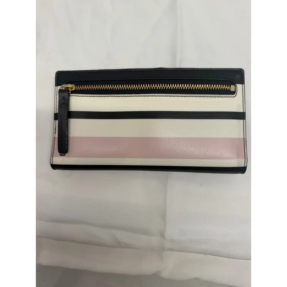 Kate Spade New York Black Leather Wallet – Zip & Snap – Multi‑Compartment